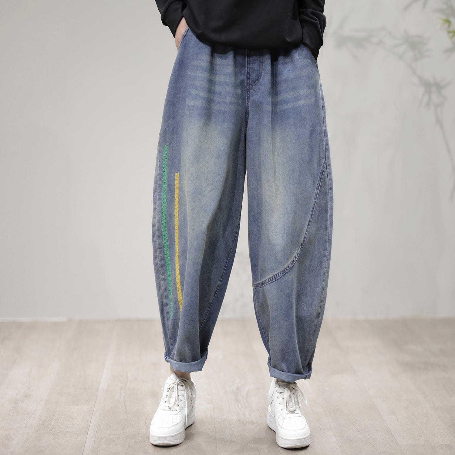 Women Spring Retro Casual Harem Jeans