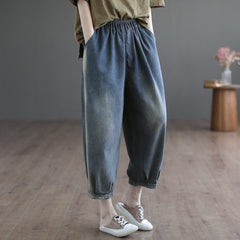 Women Spring Retro Cotton Loose Jeans