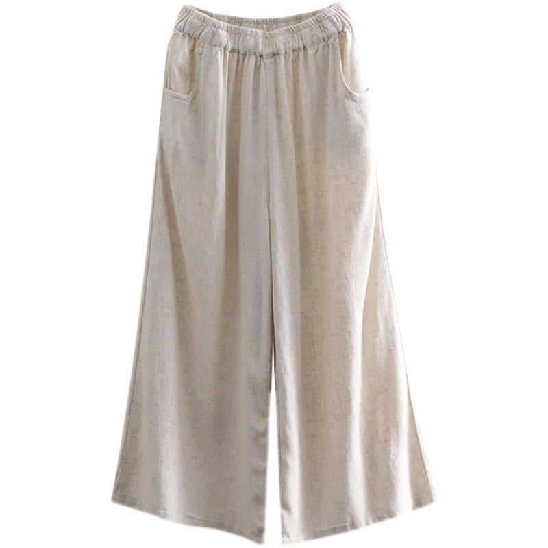 Women Spring Summer Linen Casual Wide-Leg Pants