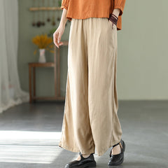 Women Spring Summer Linen Casual Wide-Leg Pants