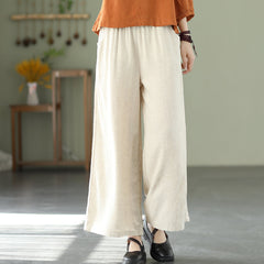 Women Spring Summer Linen Casual Wide-Leg Pants