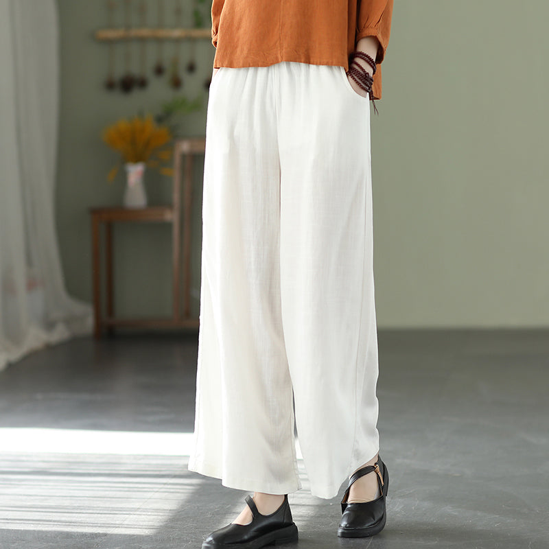 Women Spring Summer Linen Casual Wide-Leg Pants