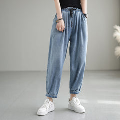 Women Spring Summer Plain Cotton Jeans