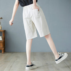 Women Summer High Waist Linen Casual Shorts