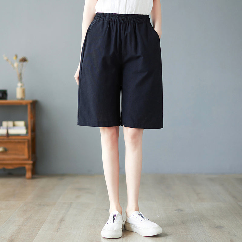 Women Summer High Waist Linen Casual Shorts