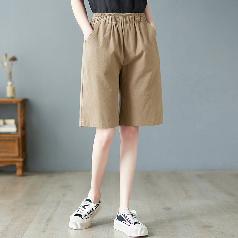 Women Summer High Waist Linen Casual Shorts