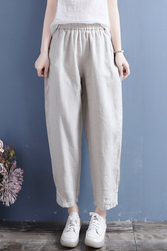 Women Summer Linen Casual Harem Pants