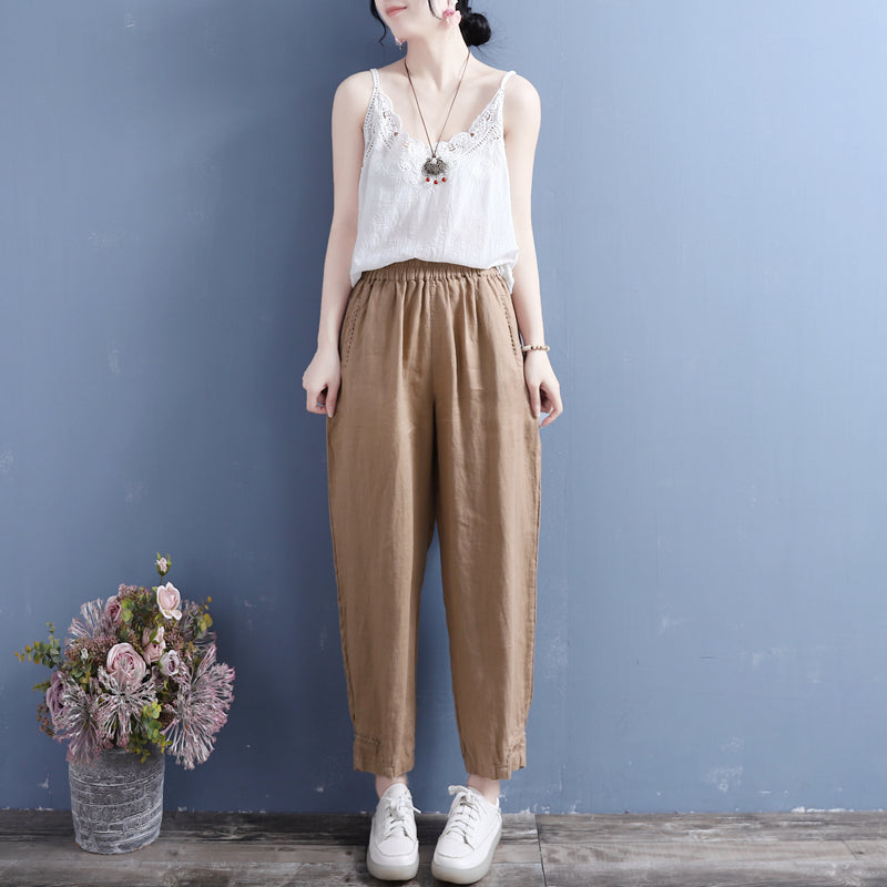 Women Summer Linen Casual Harem Pants