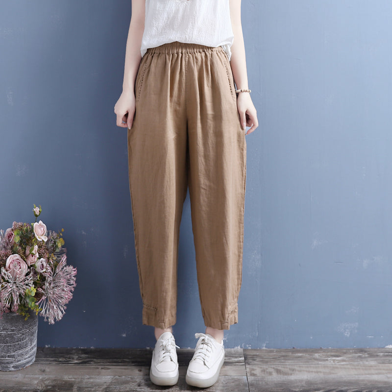 Women Summer Linen Casual Harem Pants