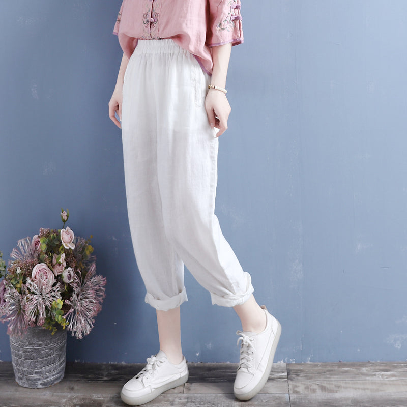 Women Summer Linen Casual Harem Pants