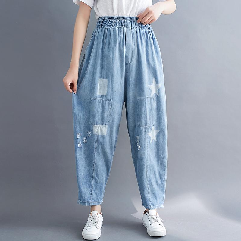 Women Summer Plus Size Thin Denim Pants