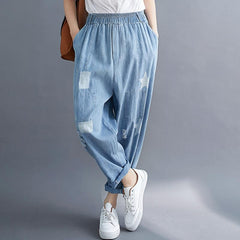 Women Summer Plus Size Thin Denim Pants