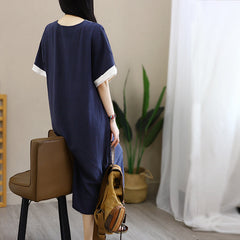 Women Summer Retro Cotton Linen Loose Dress