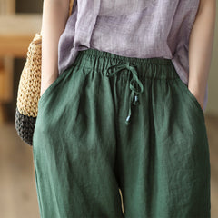 Women Summer Retro Linen Harem Pants