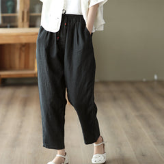 Women Summer Retro Linen Harem Pants