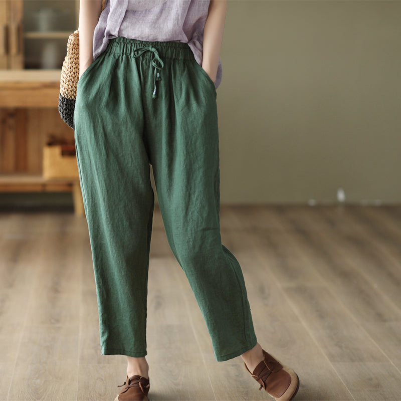 Women Summer Retro Linen Harem Pants