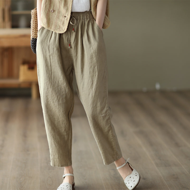 Women Summer Retro Linen Harem Pants