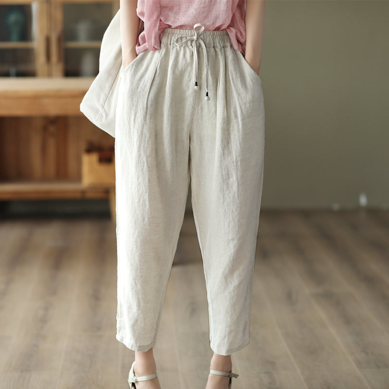 Women Summer Retro Linen Harem Pants