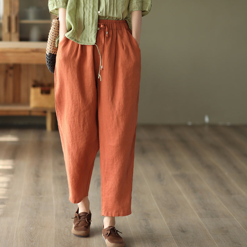 Women Summer Retro Linen Harem Pants