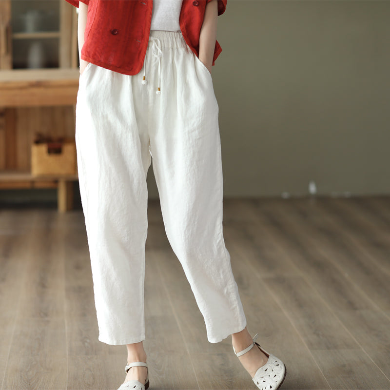 Women Summer Retro Linen Harem Pants