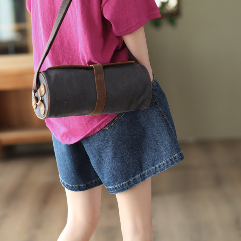 Women Summer Retro Loose Cotton Denim Shorts