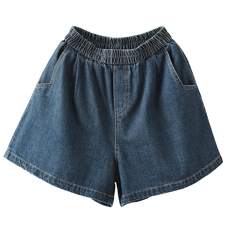 Women Summer Retro Loose Cotton Denim Shorts