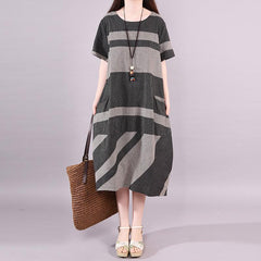 Women Summer Short Sleeve Striped Dress