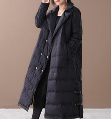 A-line Long Winter Puffer Coat  Side Pockets Down Jacket Women Down Coats 2330