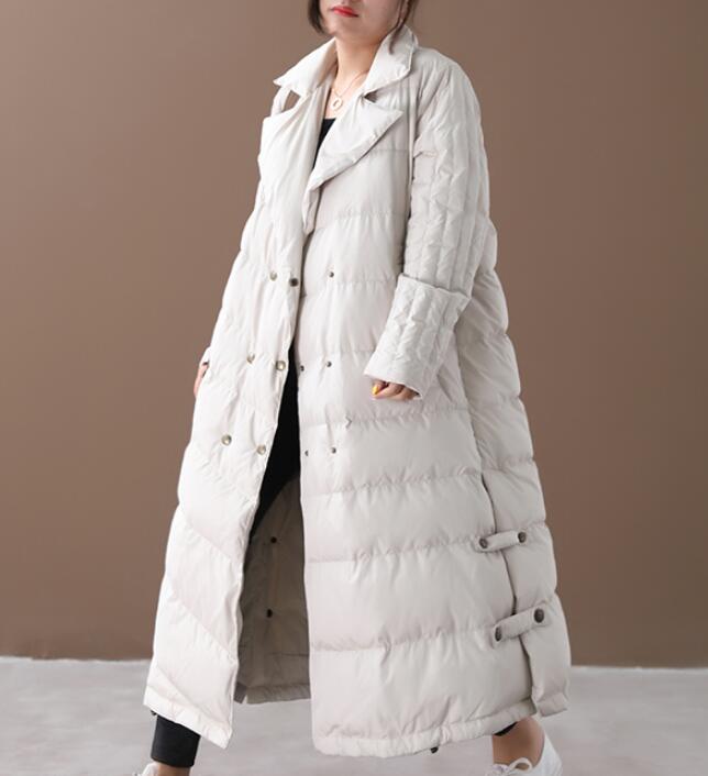 A-line Long Winter Puffer Coat  Side Pockets Down Jacket Women Down Coats 2330