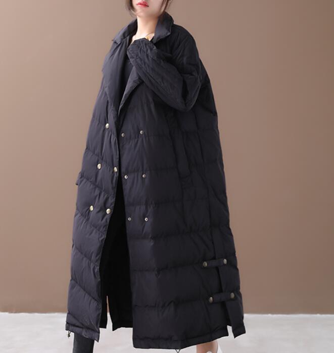 A-line Long Winter Puffer Coat  Side Pockets Down Jacket Women Down Coats 2330