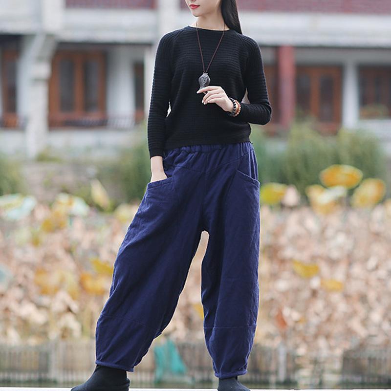 Women Winter Thicken Casual Loose Wide Leg Pants