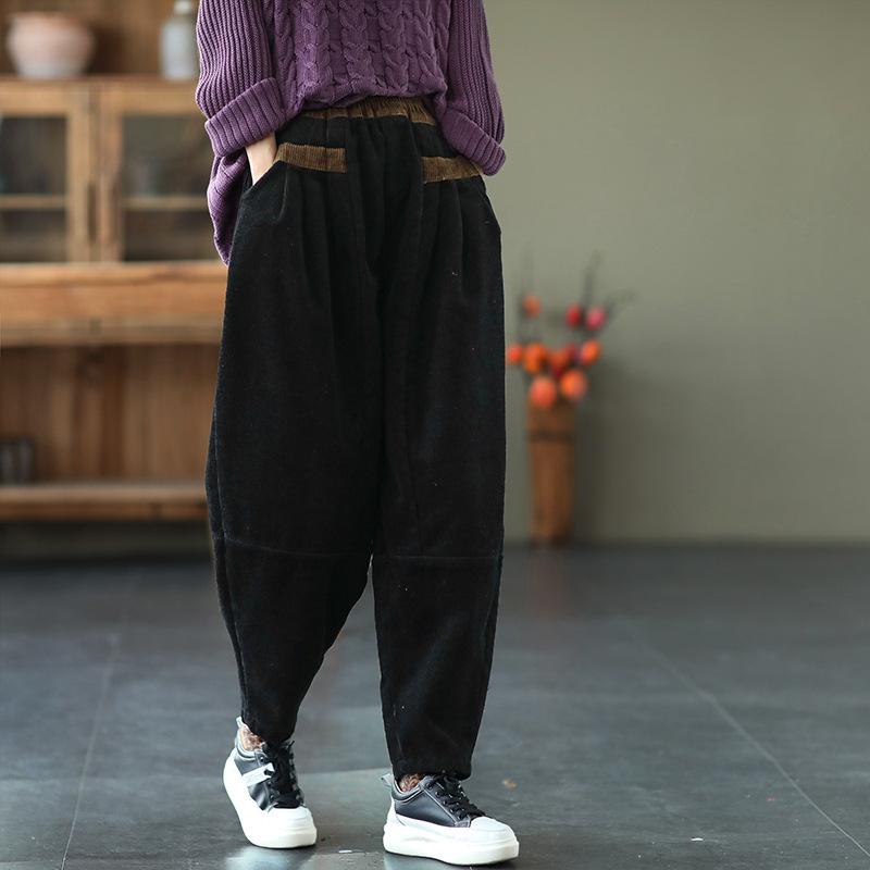 Women Winter Warm Thick Loose Casual Corduroy Harem Pants