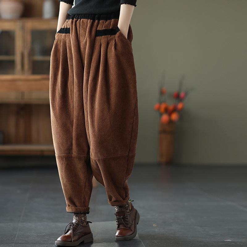 Women Winter Warm Thick Loose Casual Corduroy Harem Pants