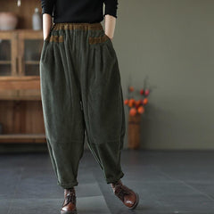 Women Winter Warm Thick Loose Casual Corduroy Harem Pants