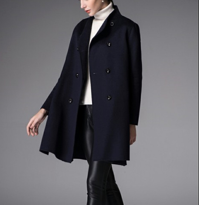 Black Women Winter Black Long Women Wool Coat Jacket