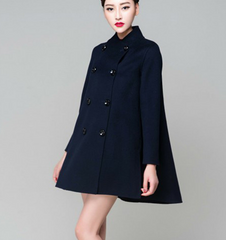 Black Women Winter Black Long Women Wool Coat Jacket