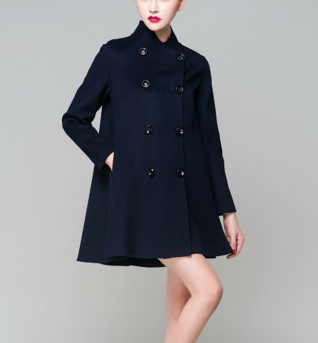 Black Women Winter Black Long Women Wool Coat Jacket