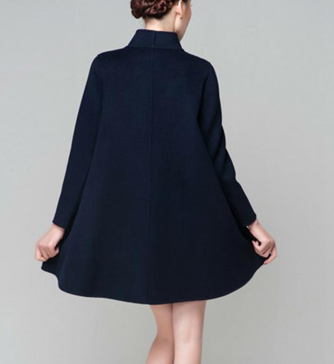 Black Women Winter Black Long Women Wool Coat Jacket