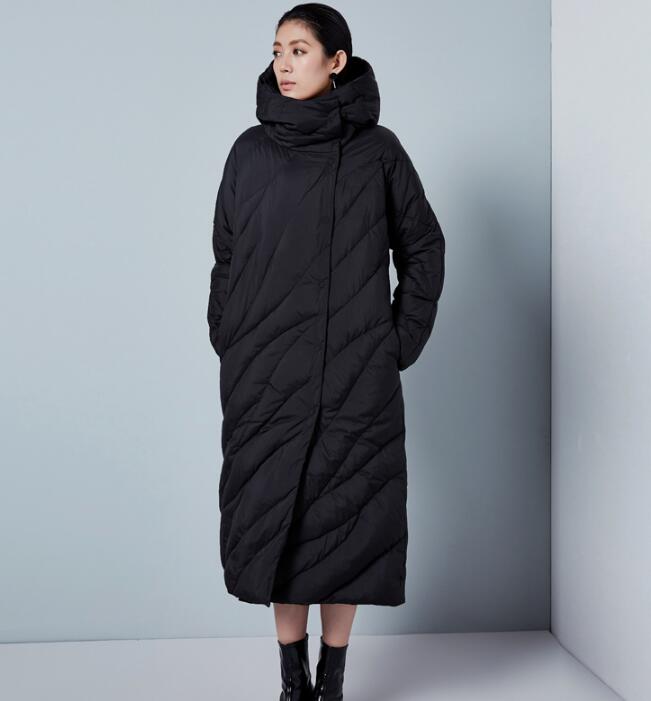 Lässige lange Kapuzenjacke für Damen, Winter, dick, 90 % Entendaunenjacke, warmer Daunenmantel