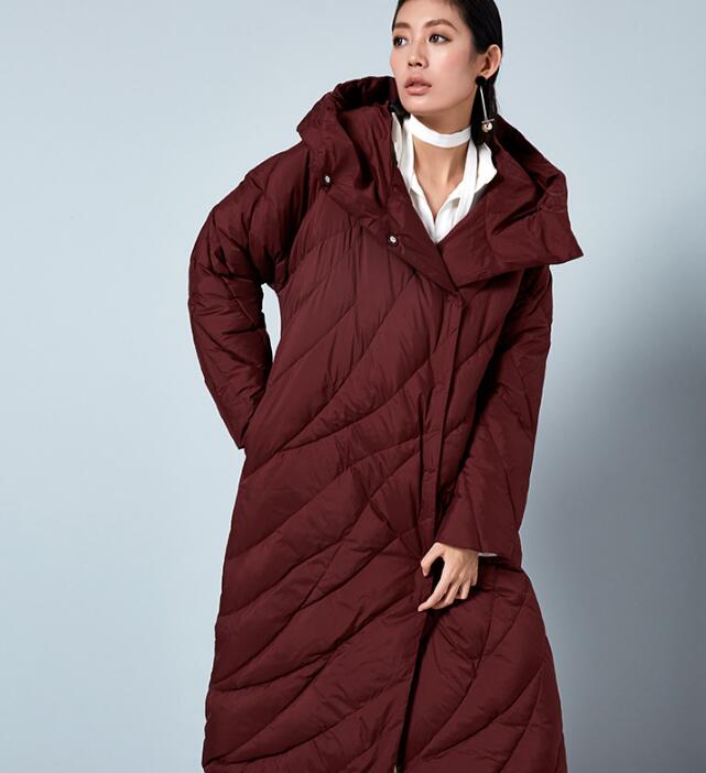 Lässige lange Kapuzenjacke für Damen, Winter, dick, 90 % Entendaunenjacke, warmer Daunenmantel