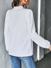 Women's Blouses Ruffle V Neck Loose Long Sleeve Blouse