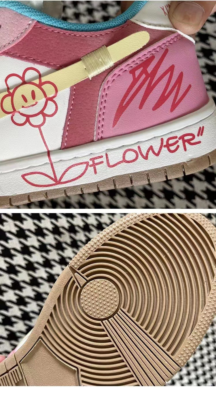 De mujer Graffiti Flower Heart Slip on Zapatillas Zapatos