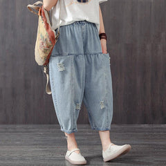 Women's Loose Light Blue Harem Pants