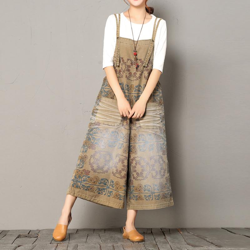 Women's  Wide-leg Printing Loose Casual Jumpsuit