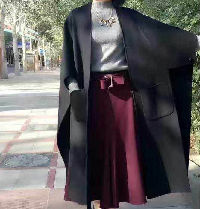 Black Women Winter Black Long Women Wool Coat Jacket