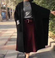 Black Women Winter Black Long Women Wool Coat Jacket